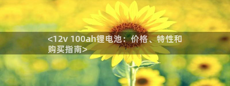 尊龙凯时 人生就是搏 平台：<12v 100ah锂电池：价格、特性和
购买指南>